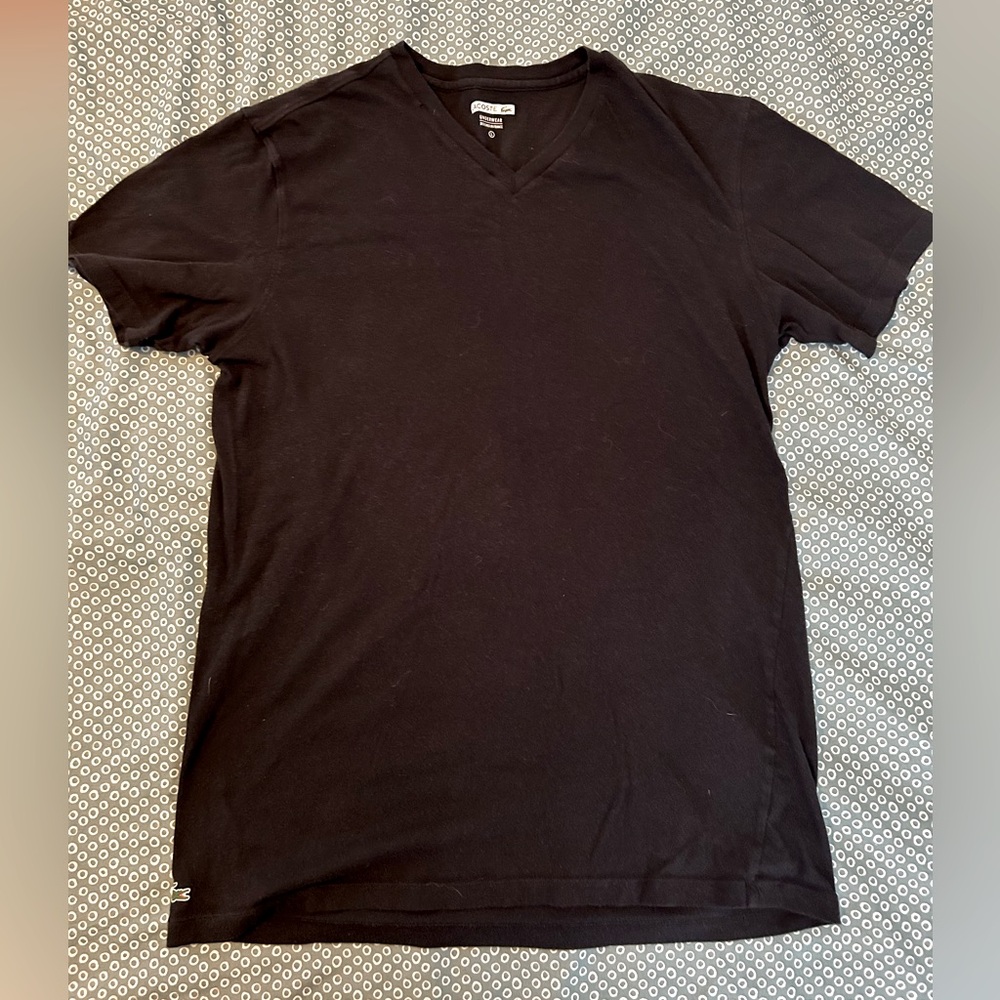 Men’s Lacoste black short sleeve V-neck tshirt